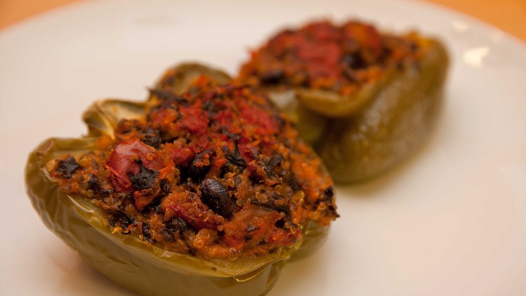 Gevulde paprika's met gehakt en rijst