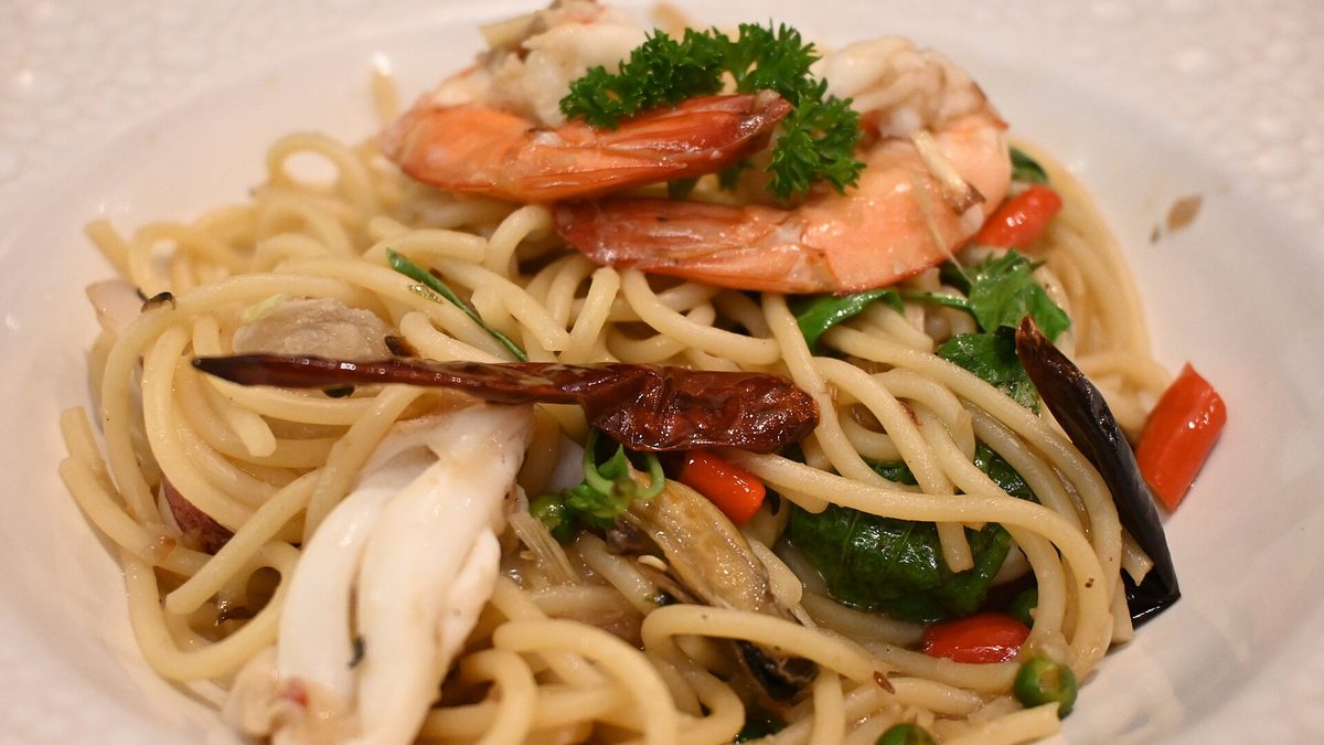 Pasta met garnalen en knoflook
