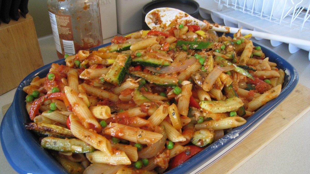 Pasta met geroosterde groenten
