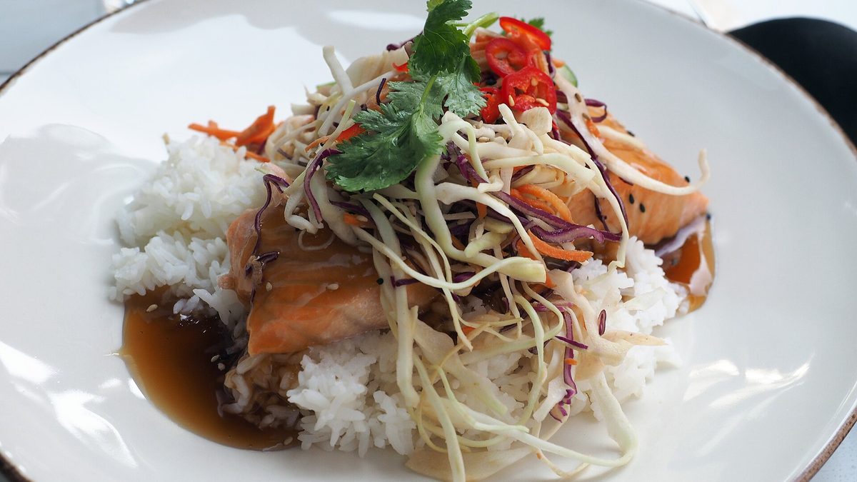 Zalm teriyaki met rijst